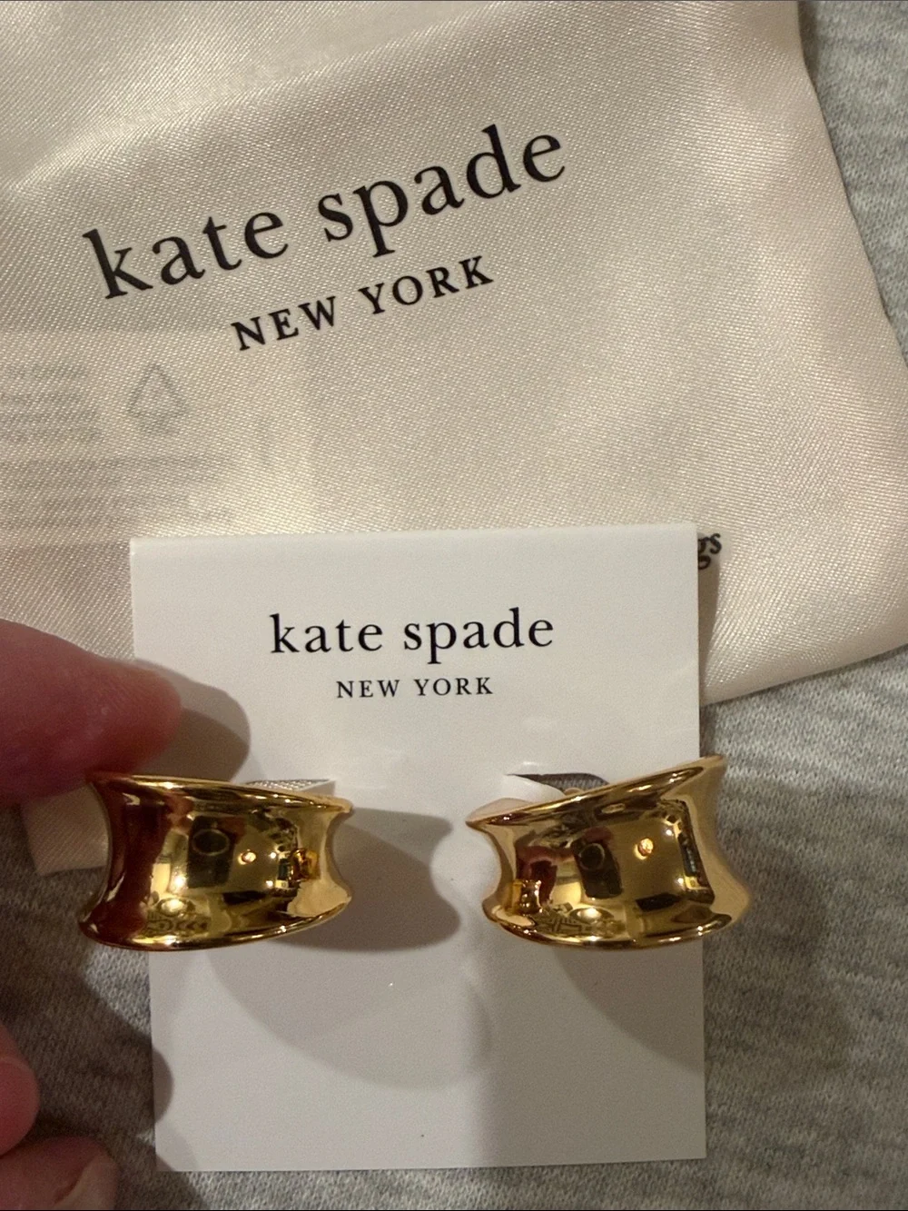 kate spade Beige/Neutral Bold Small Hoops/NWT